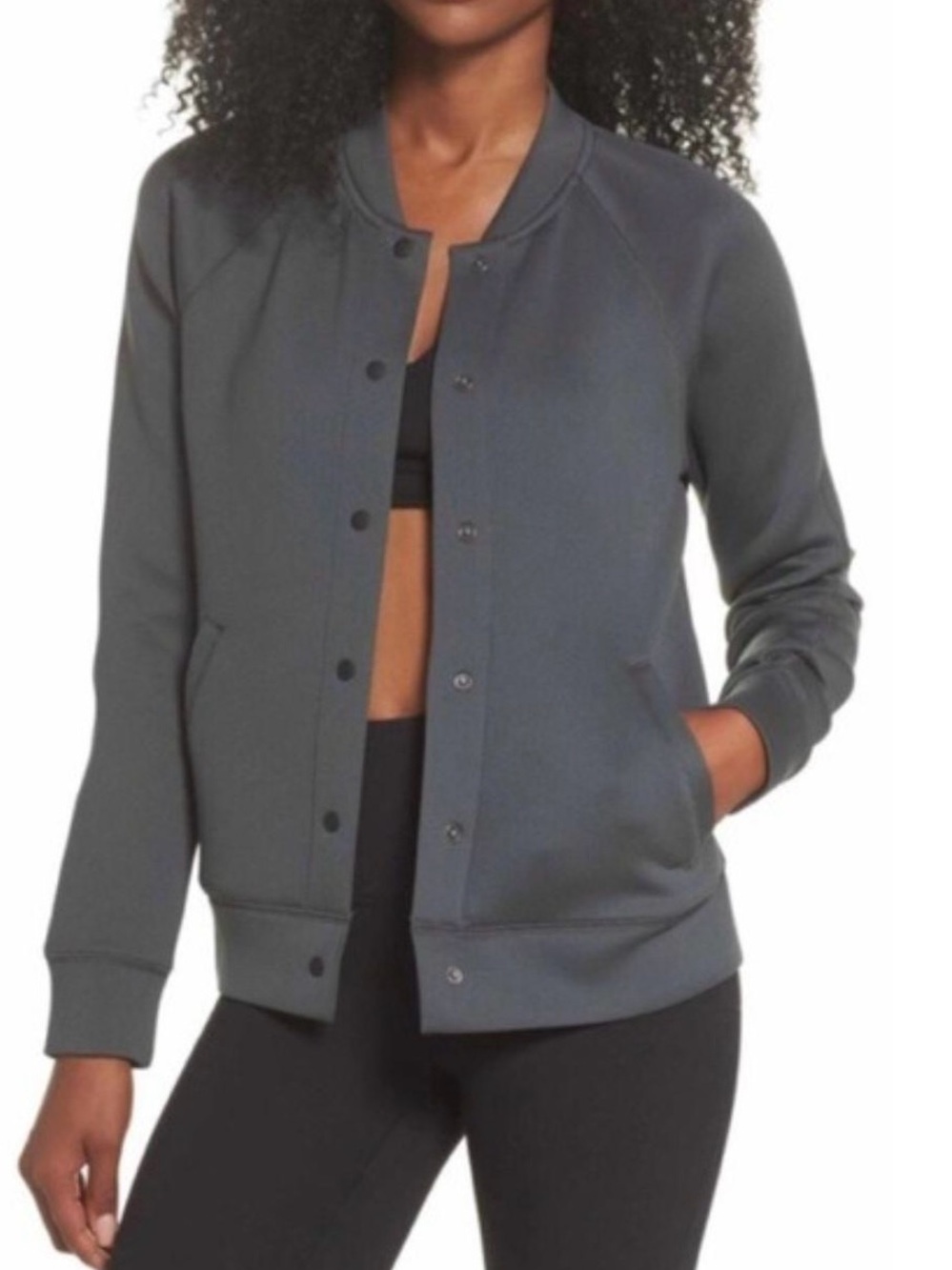 Zella Charcoal Gray Bomber Jacket